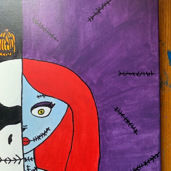 Hand painted “Nightmare Before Christmas” Jack and Sally 16x20 acrylic painting - Picture 3 of 3